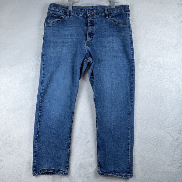 Wrangler Jeans Mens Size 38X29 Straight Leg 1097FXWXD Mid Rise Stretch Blue - Picture 1 of 12